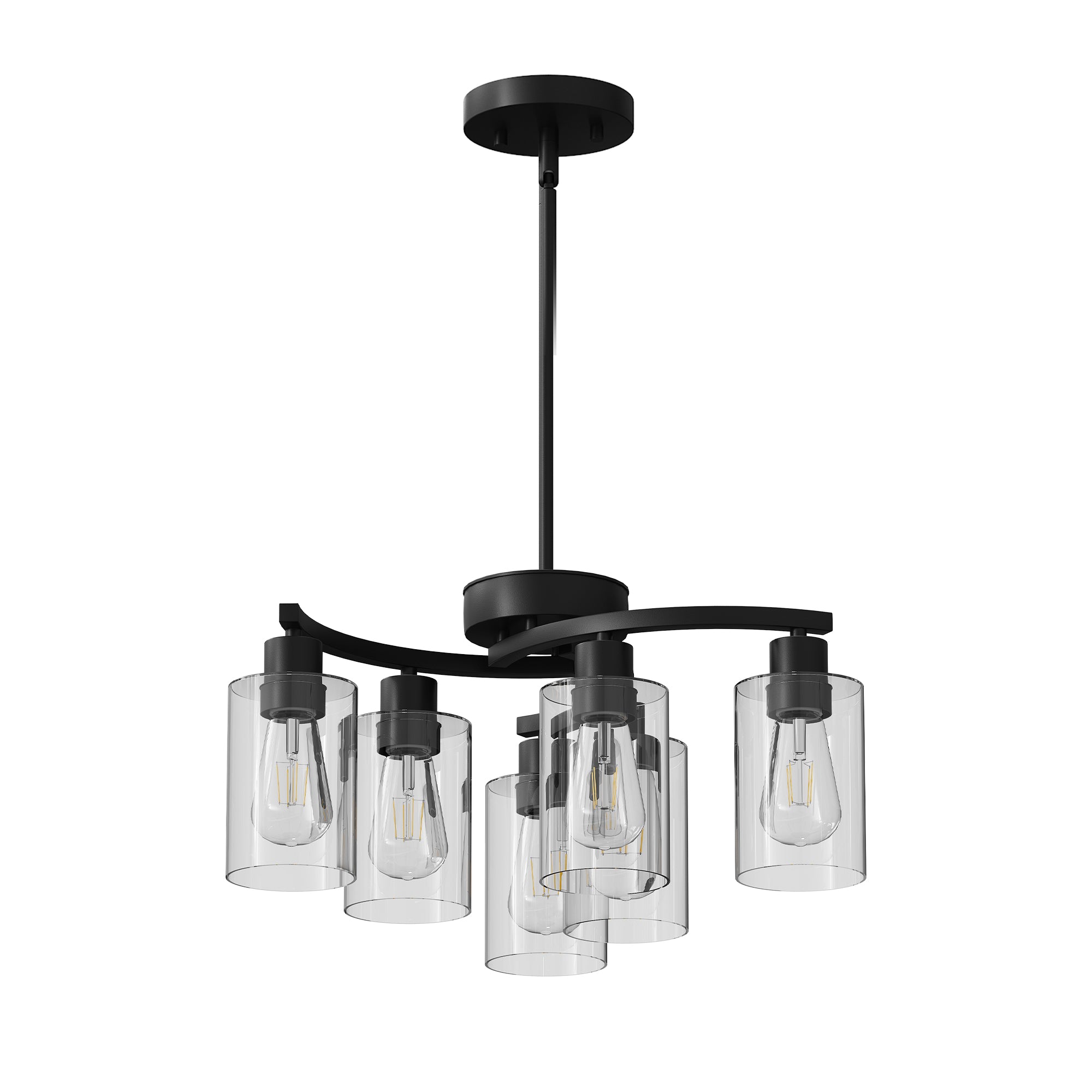 Modern Farmhouse Chandelier, 6-Light Matte Black