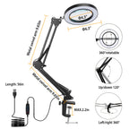 1Pack 2 In 1 LED Magnifier Desk Lamp 8x Magnifying Glass With Light Sw