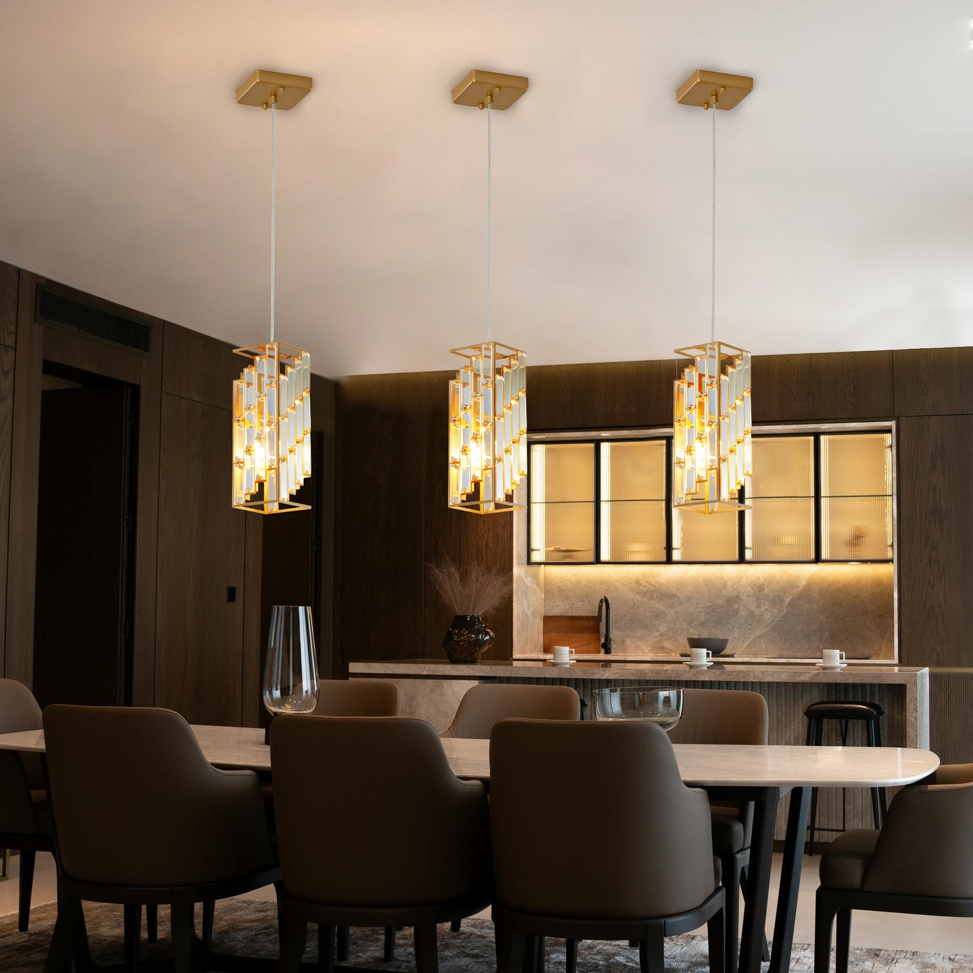 4inch Modern Crystal Pendant Light - 3 Pack