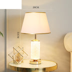 Textured Glass Table Lamp with Lit Base, Gold Trim Shade