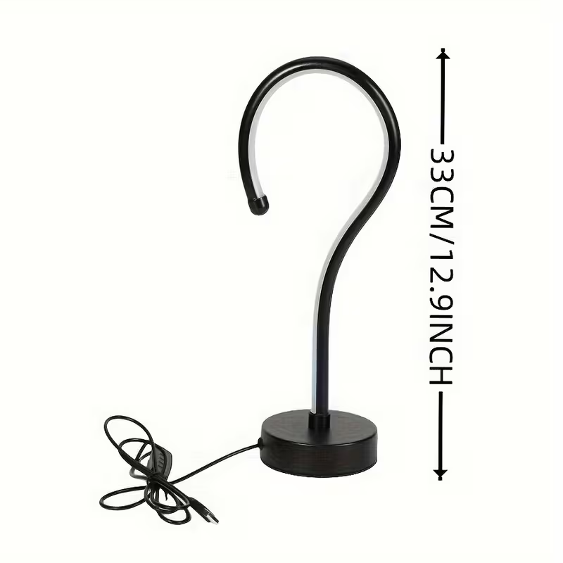 Question Mark LED Table Lamp, Sculptural Matte Black Accent Light, Set of 2