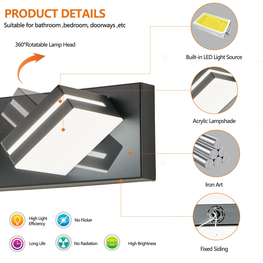 Modern Black LED Vanity Light