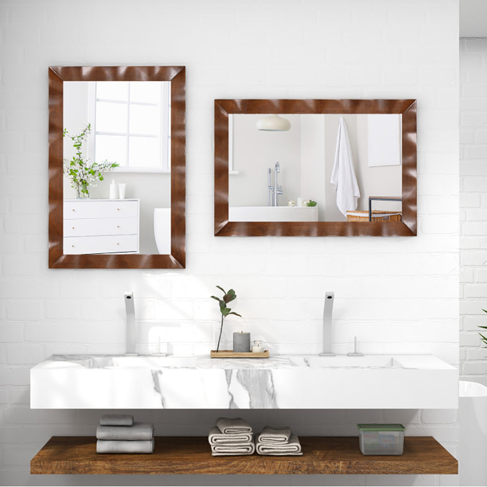 Farmhouse Solid Wood-Framed Wall Mirror, Rustic Rectangular Vanity Mirror, 41.5 x 28 in. for Bathroom — detail view 2