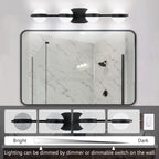 30in Black Minimalist LED Bathroom Vanity Light With Crystal Sand Acry