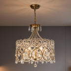 French Aged Crystal Chandelier, Retro Silver Iron Frame