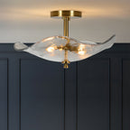 Glass Globe Semi Flush Mount Ceiling Light Fixture, 16.5 Inch