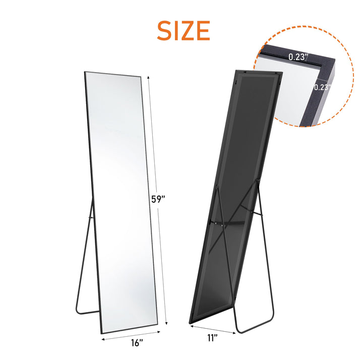 Dimension diagram for Full-Length Floor Mirror, 63 x 20 Inch, Free Standing or Wall Leaning