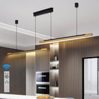 Modern LED Pendant Light, Adjustable Hanging, Black & Gold Finish, 75 in.
