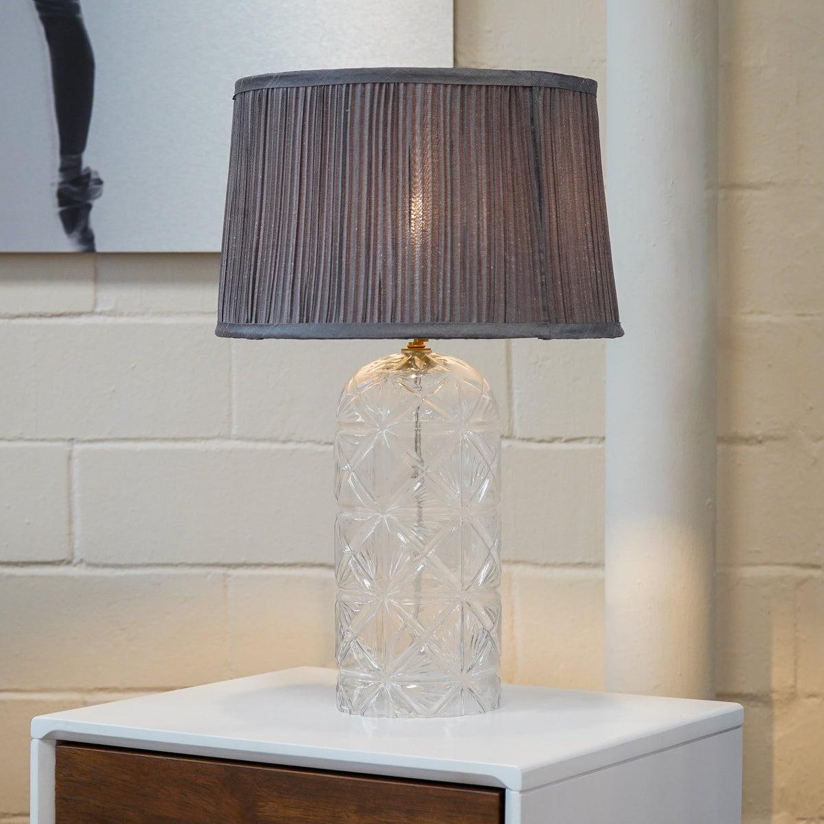 European Modern LED Nightstand Table Lamp, Luxora Style, Clear Glass — detail view 2