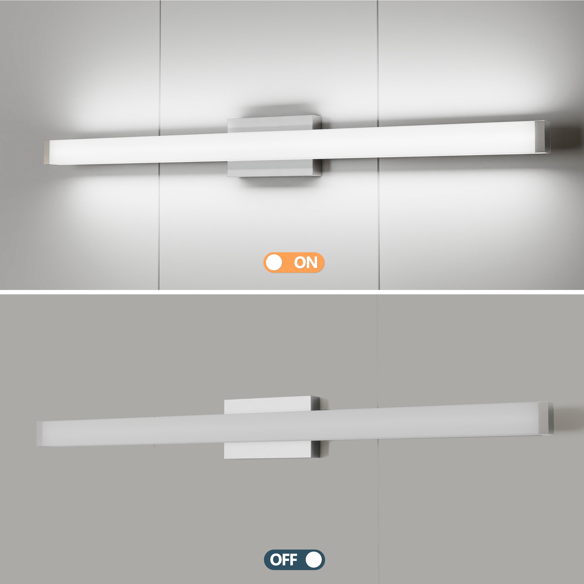 Bathroom Vanity Light Brushed Nickel Square LED 41 Inch 24W 6000K Cool