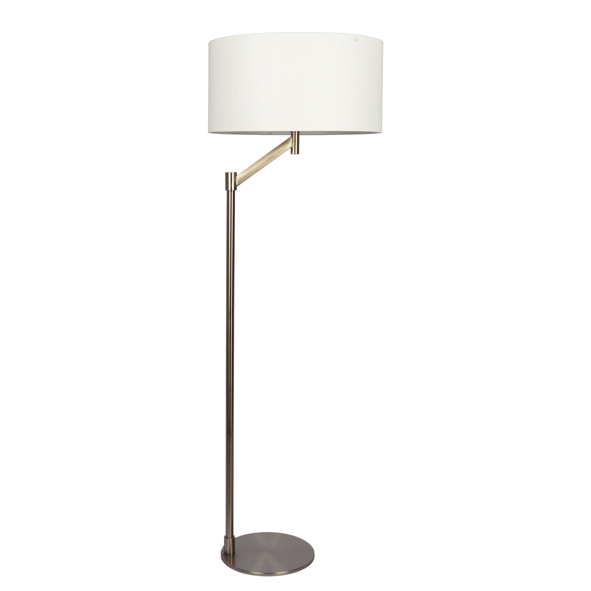 Brushed Nickel Floor Lamp, Rotary Switch, White Linen Shade, Metal Base — detail view 4