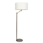 Brushed Nickel Floor Lamp, Rotary Switch, White Linen Shade, Metal Base