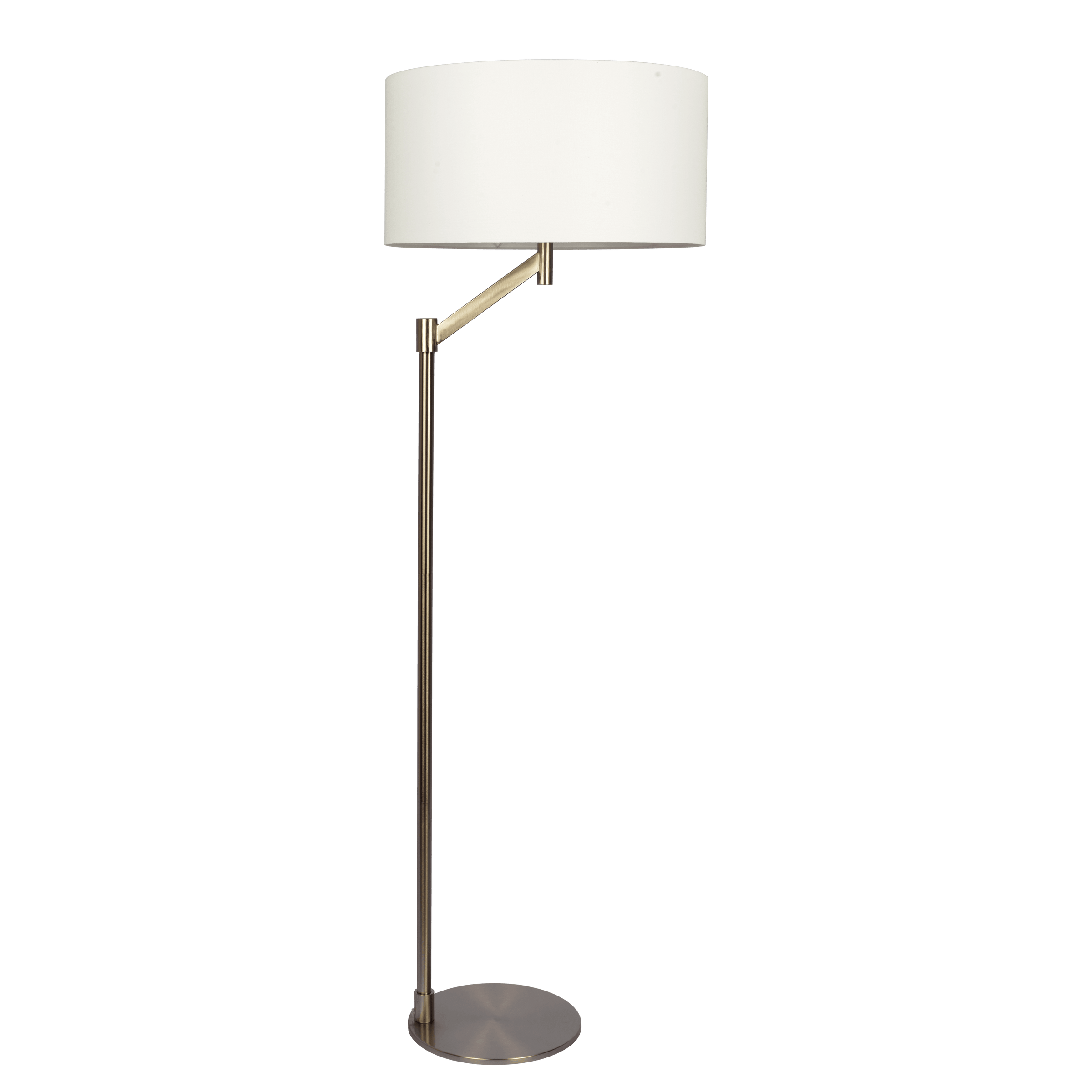 Brushed Nickel Floor Lamp, Rotary Switch, White Linen Shade, Metal Base