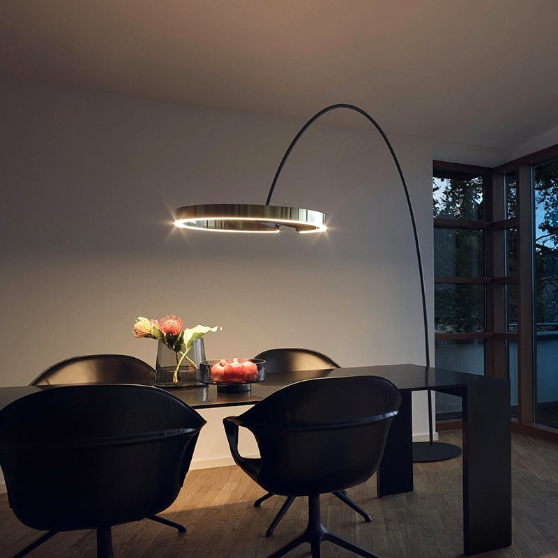Arc Floor Lamp with LED Ring Head, Cantilever Design