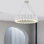 Sculptural Carousel Pendant Chandelier, Gold Fluted Metal, 24–47 in Wide