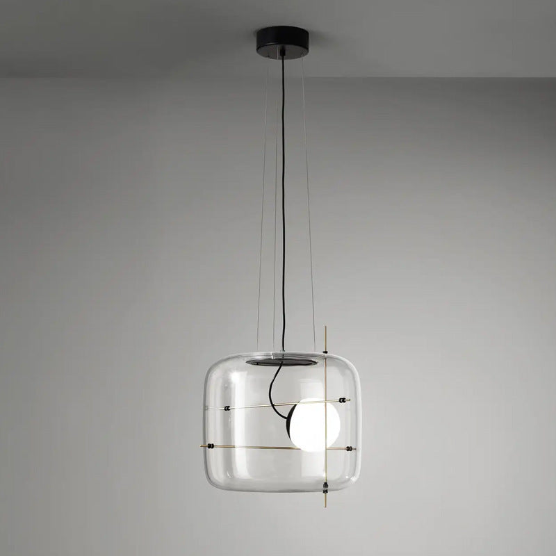 Art Glass Bedside Pendant Light, Smoke Gray, Clear or Cognac