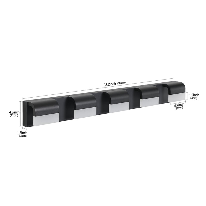 Dimension diagram for Modern 5-Light LED Bathroom Vanity Light, Black Metal Wall Sconce for Over Mirror