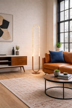Contemporary LED Floor Lamp, Living Room Centerpiece, Bronze & Clear Finish