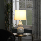19.5 In Mirror Glass Mosaic Silver Chrome Polyresin Table Lamp