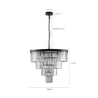 4-Tier K9 Crystal Chandelier, Black Iron Frame, 24 In. Wide