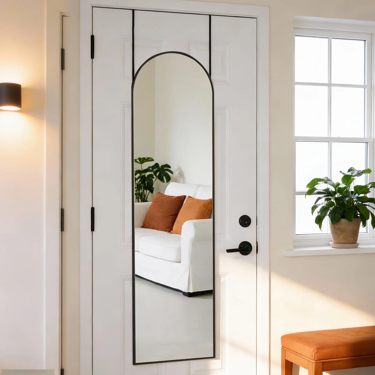 Full-Length Wall Mirror, Floor-Standing or Wall-Mounted, 47 in. Arch or Rectangle for Bedroom — detail view