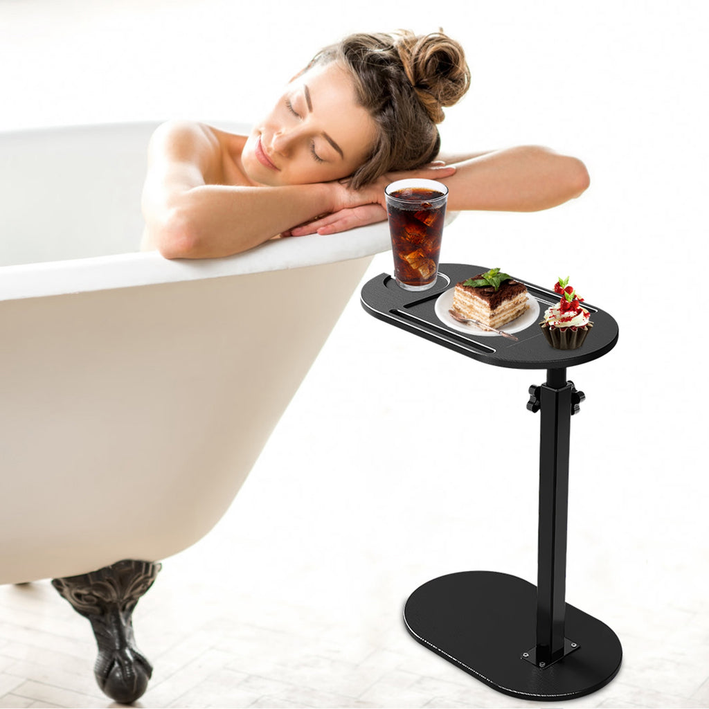 1Pc C-Shaped Bathtub Tray Table With Adjustable Height 360Degree Rotat