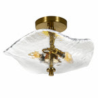 Glass Globe Semi Flush Mount Ceiling Light Fixture, 16.5 Inch
