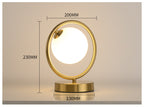 Brass Ring Table Lamp with Opal Glass Globe, Touch Switch