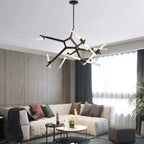 Modern Black Iron Branch Chandelier, 6 to 18 Lights