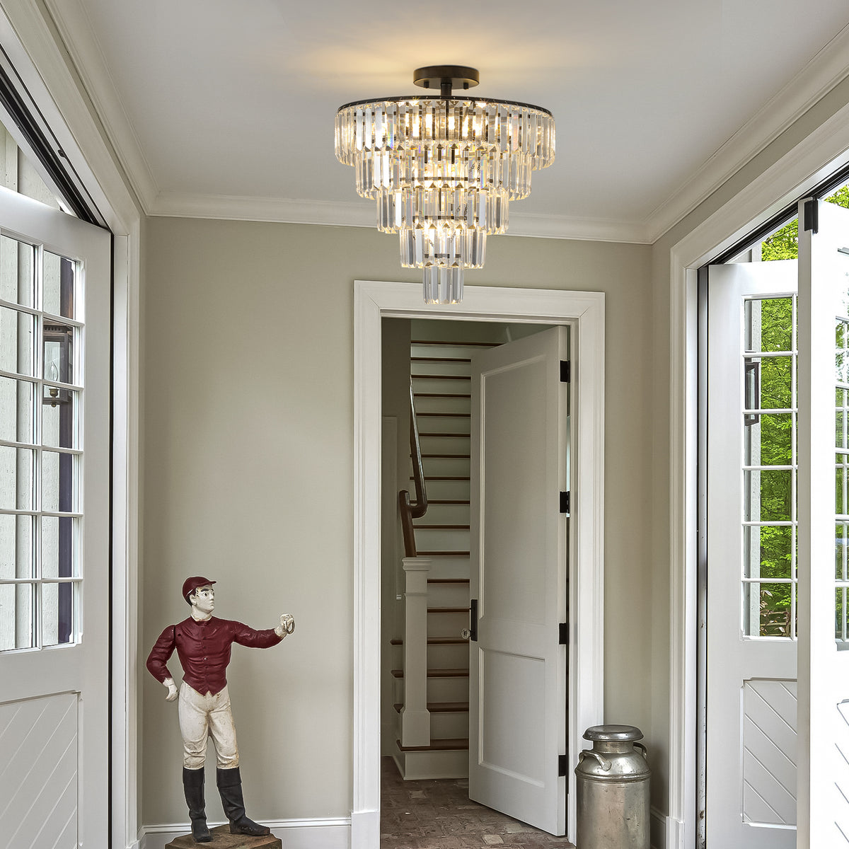 Black K9 Crystal Chandelier, Elegant Ceiling Light Fixture, 20 in. — detail view 4
