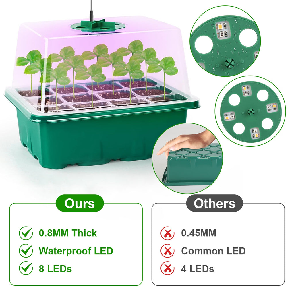5Packs Seed Starter Tray For Spring Gardening With Grow Light Humidity