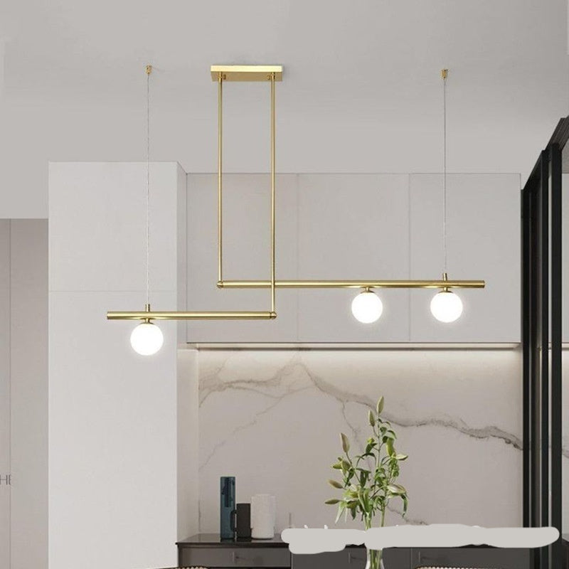 3-Light Linear Pendant Light, Copper or Black Metal & Glass