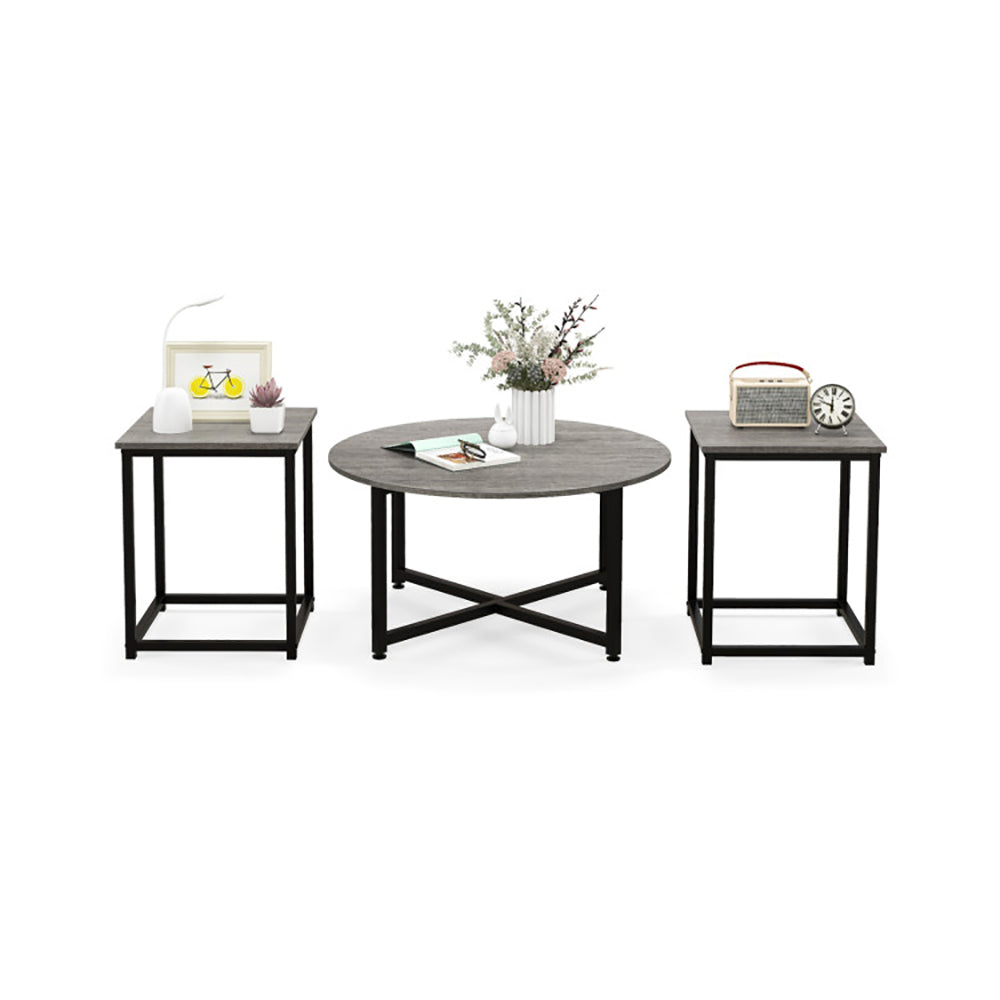 3-Piece Coffee and End Table Set, Round and Square