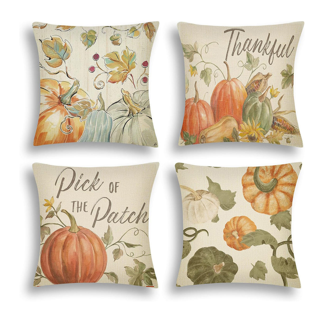 Thanksgiving Throw Pillow Covers, Fall Holiday Decor, Set of 4 for Living Room Sofa — detail view 2
