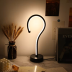 Question Mark LED Table Lamp, Sculptural Matte Black Accent Light, Set of 2