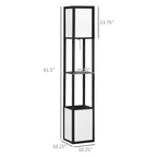 Modern Shelf Floor Lamp, Dual Ambient Light, Built-In Storage, Black Finish