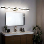 43in Gold Minimalist LED Bathroom Vanity Light With Crystal Sand Acryl