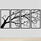 Luxury Metal Wall Art Decor Set Of 4 - Black Tree Of Life Sculpture