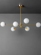 Minimalist 6-Light Wrought Iron Chandelier with Glass Shades