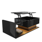 High-Gloss LED Coffee Table with Glass Top, Black