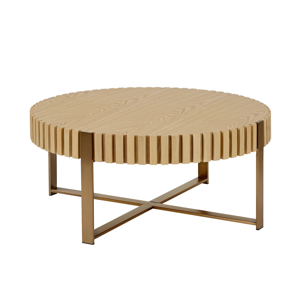 Modern Drum Coffee Table, Natural Ash, 31.5 in Round