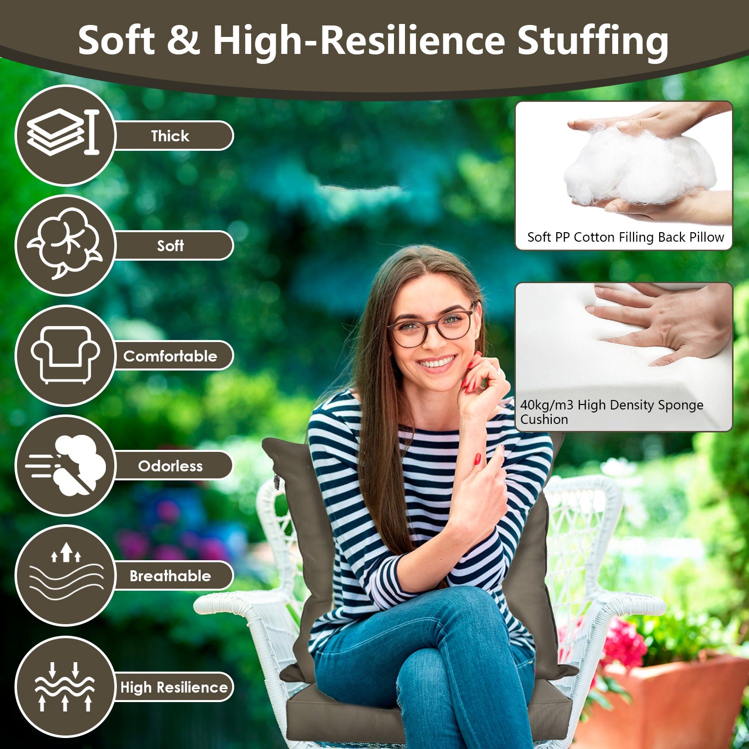 Outdoor Seat Cushion Set Waterproof Patio Furniture Cushion And Back P