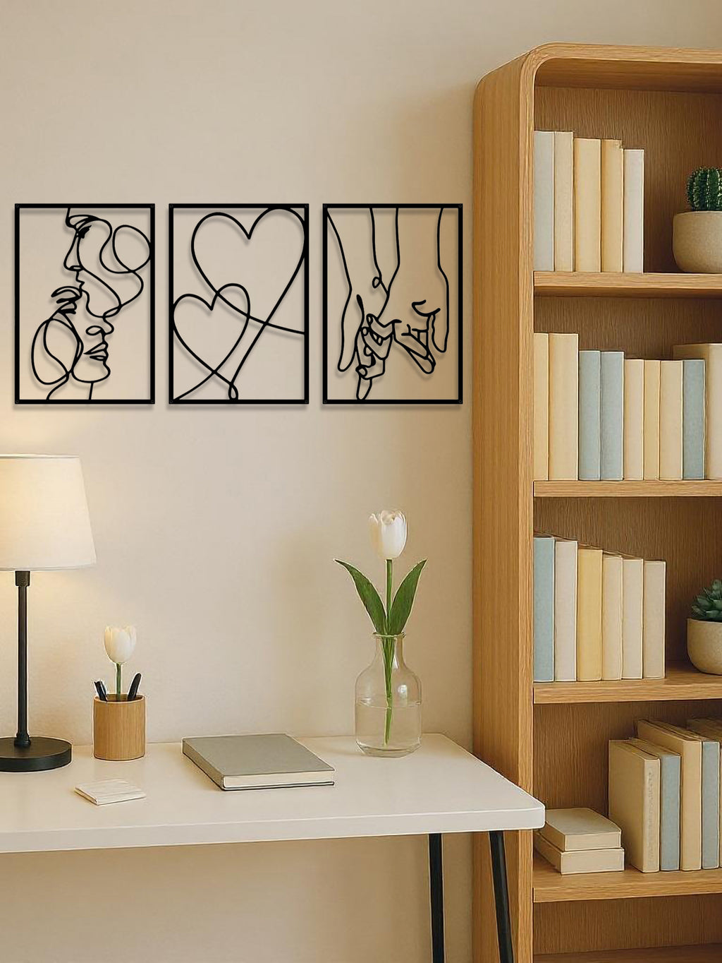 3 Piece Romantic Metal Wall Art Set Minimalist Couple Silhouette For L