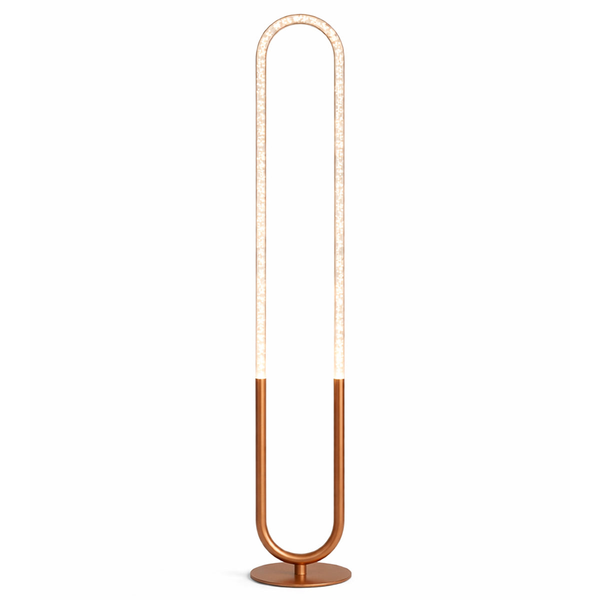 Contemporary LED Floor Lamp, Living Room Centerpiece, Bronze & Clear Finish — detail view