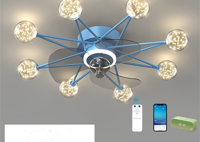 Starry Globe Ceiling Fan with LED Light, Milky White or Star Shades