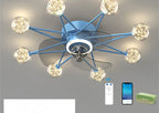 Starry Globe Ceiling Fan with LED Light, Milky White or Star Shades