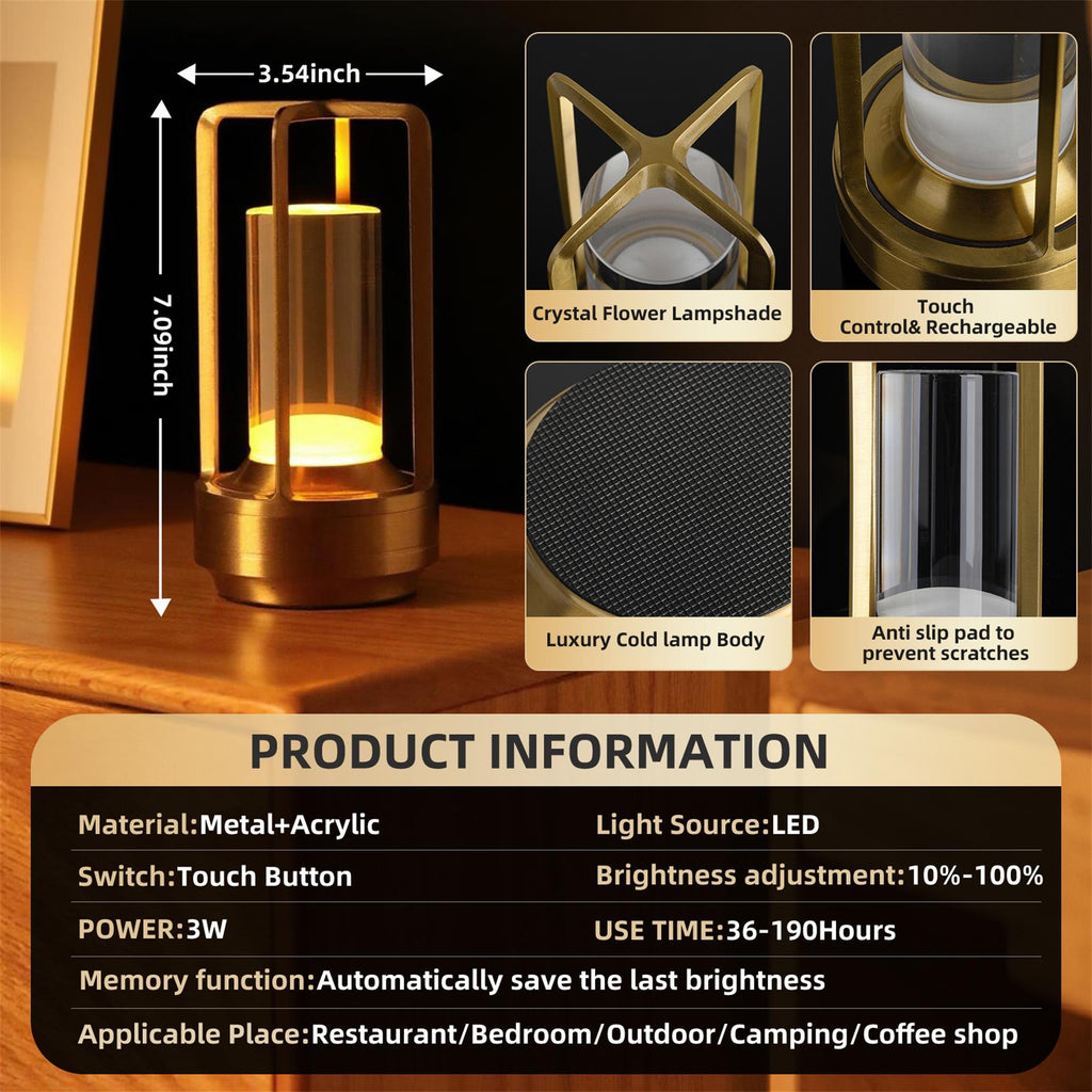 2pcs Portable Touch Control Table Lamp With 5000mAh Battery
