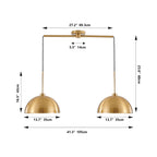 41inch Industrial Modern Copper Color Double Pendant Light Adjustable