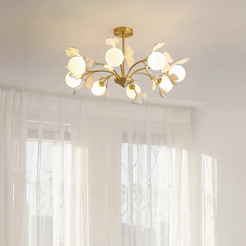 French Cream 6-Light Copper & Ceramic Chandelier