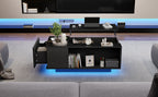 Height-Adjustable Coffee Table with Hidden Storage, Matte Black